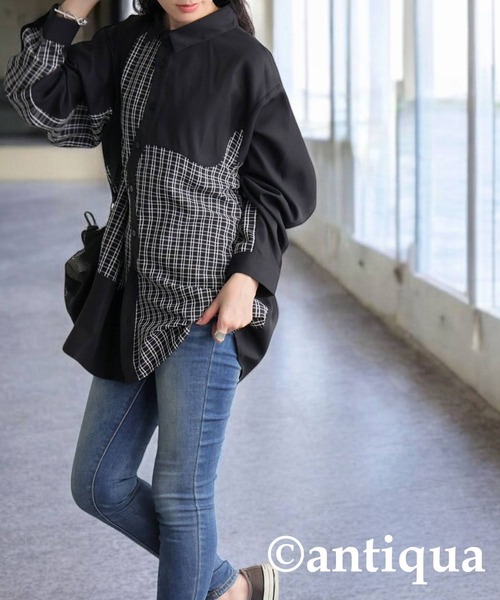 「antiqua」 長袖シャツ ONESIZE ブラック系その他 レディース_画像8