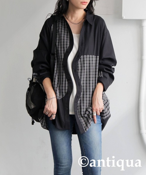 「antiqua」 長袖シャツ ONESIZE ブラック系その他 レディース_画像9
