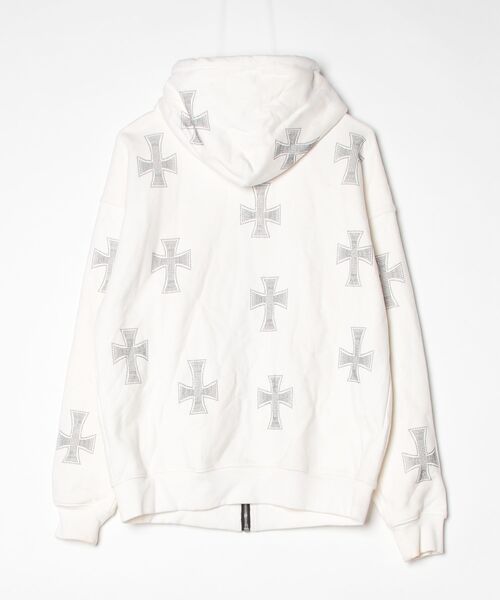 UNKNOWN.（アンノウン） 刺繍ジップアップパーカー S ホワイト メンズ