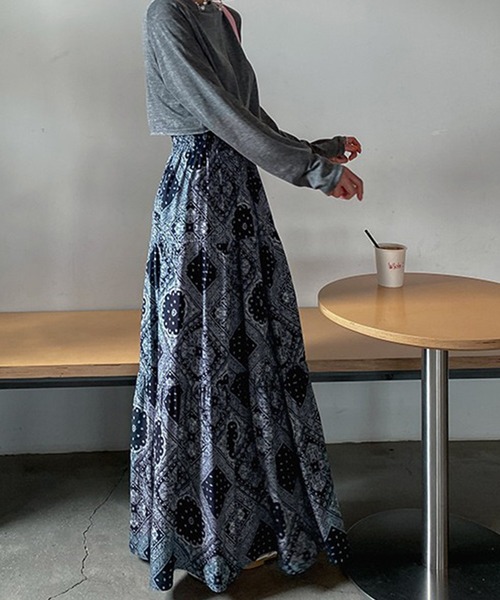 「VitaFelice」 「aroc」ロングスカート FREE ネイビー レディース_画像2