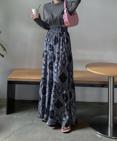 「VitaFelice」 「aroc」ロングスカート FREE ネイビー レディース_画像6