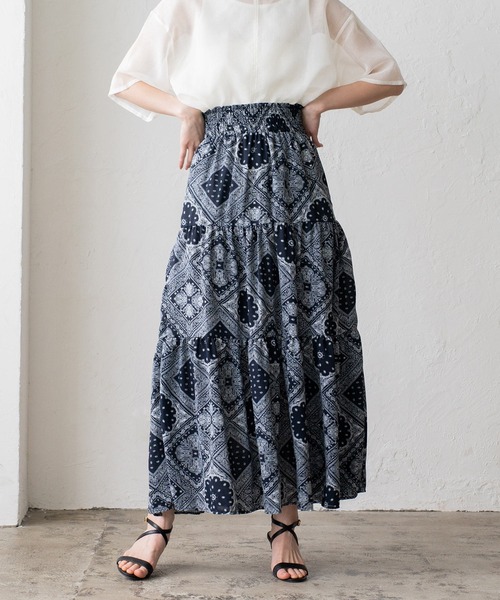 「VitaFelice」 「aroc」ロングスカート FREE ネイビー レディース_画像9