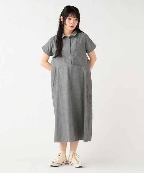 BEAMS HEART（ビームス ハート） ワンピース 半袖 脇ピンタック シャツ