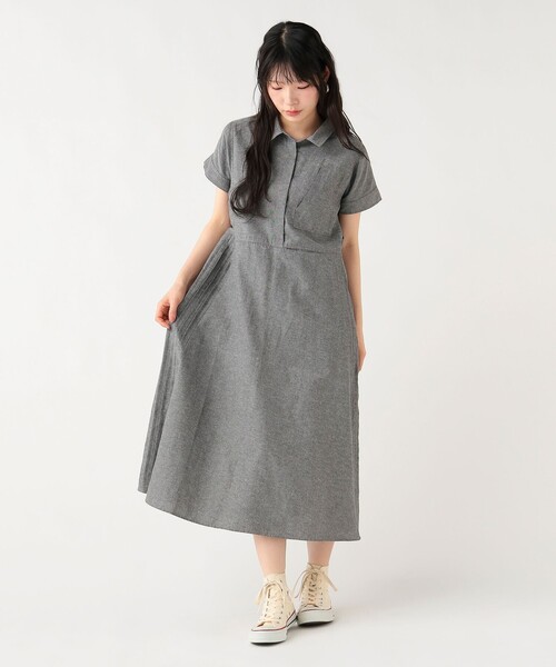 BEAMS HEART（ビームス ハート） ワンピース 半袖 脇ピンタック シャツ