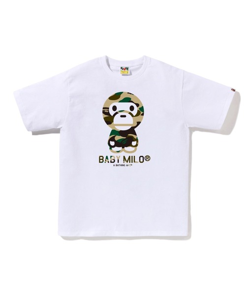 A BATHING APE アベイシングエイプ 1ST CAMO BIG BABY MILO TEE クルーネック半袖Tシャツカットソー レディース ホワイト/カモフラージュ 002TEL202003L A BATHING APE（アベイシングエイプ） tシャツ 1ST CAMO BABY MILO TEE