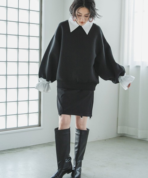 「bohmal」 スウェットカットソー FREE ブラック レディース_画像3