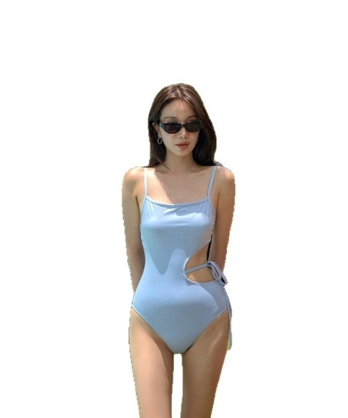 青いカットアウトワンピース水着 水着 サイドカットアウト ワンピース水着 レディース : ZOZOTOWN Yahoo