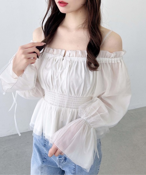 INGNI（イング） ブラウス シャツ チュールオフショルブラウス 