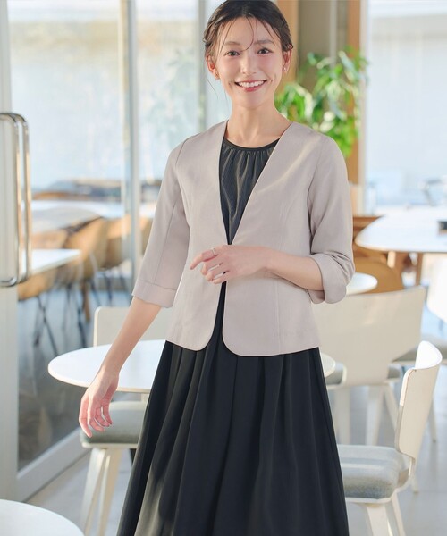 LETICIA ジャケット Tiaclasse ジャケット ノーカラージャケット カラーレスサマー