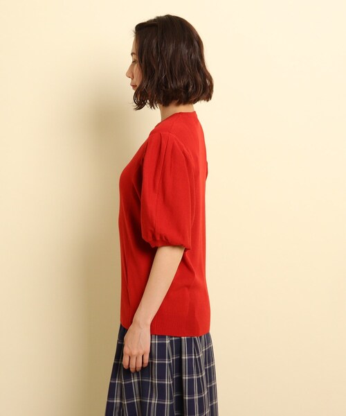 「Dessin」 半袖ニット 01 ワインレッド レディース_画像4