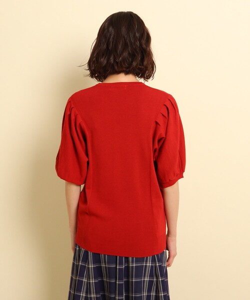 「Dessin」 半袖ニット 01 ワインレッド レディース_画像5