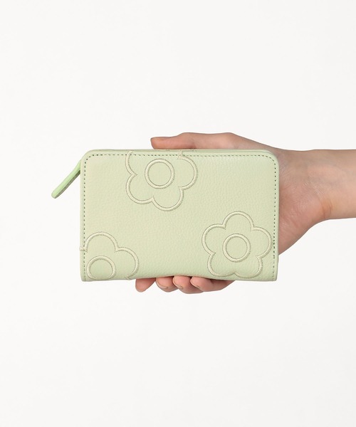 マリークワント ライトグリーン 二つ折り財布 MARY QUANT（マリークヮント） 財布 マリークワント エンブロデイジー