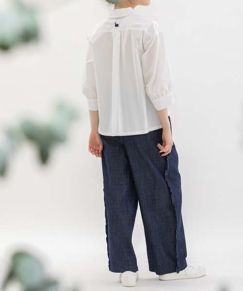 ■即発送■ 新品 UTAA ユタ レディース シャツ トップス 半袖 XSサイズ nop de nod（ノップドゥノッド） ブラウス シャツ 半袖 太前立て6分袖