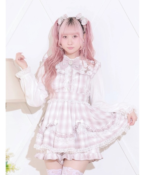 量産型 地雷 ノエミー NOEMIE 総レースラッフルワンピース ピンク NOEMIE（ノエミー） ワンピース キラキラビジューハシゴレースホイップ