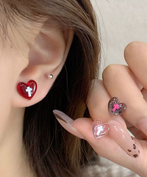 ARCHIVER ピアス 「Bz」「456821」ラブリーハートクロスピアス(RZ
