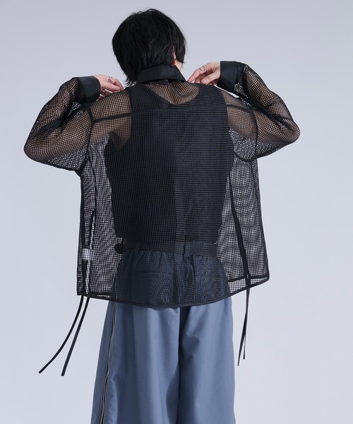 Ellno Loset（エルノロゼット） シャツ メッシュレースコードシャツ