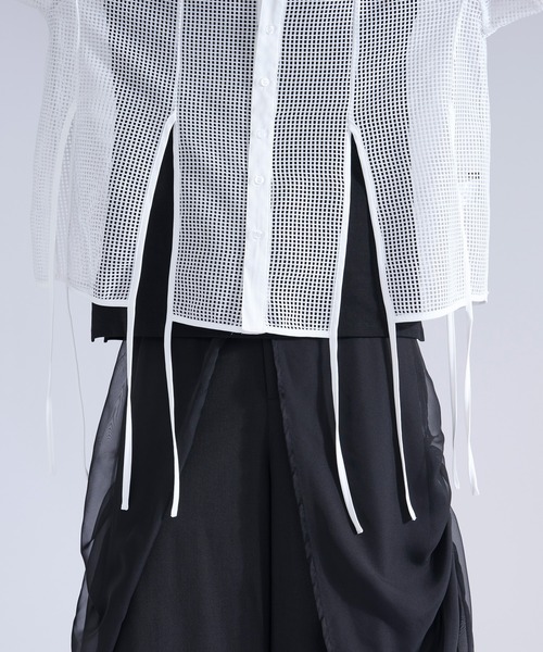 Ellno Loset（エルノロゼット） シャツ メッシュレースコードシャツ