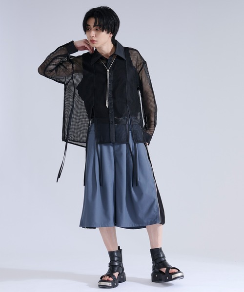 Ellno Loset（エルノロゼット） シャツ メッシュレースコードシャツ