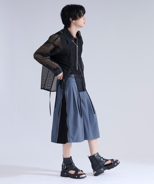 Ellno Loset（エルノロゼット） シャツ メッシュレースコードシャツ