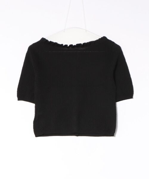 トップス CLANE W FACE FRILL KNIT CARDIGAN black CLANE（クラネ） カーディガン CLANE/クラネ/W FACE FRILL KNIT