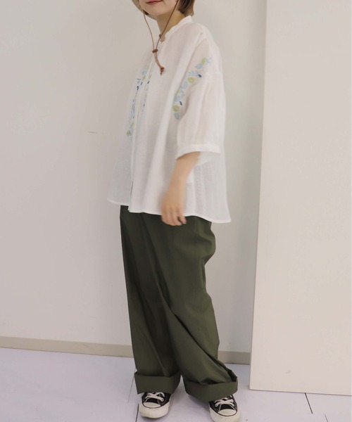 「haupia」 半袖ブラウス MEDIUM ベージュ レディース_画像5
