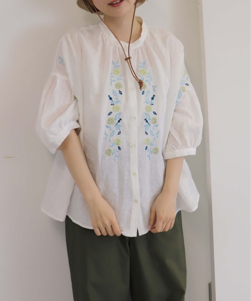 「haupia」 半袖ブラウス MEDIUM ベージュ レディース_画像7