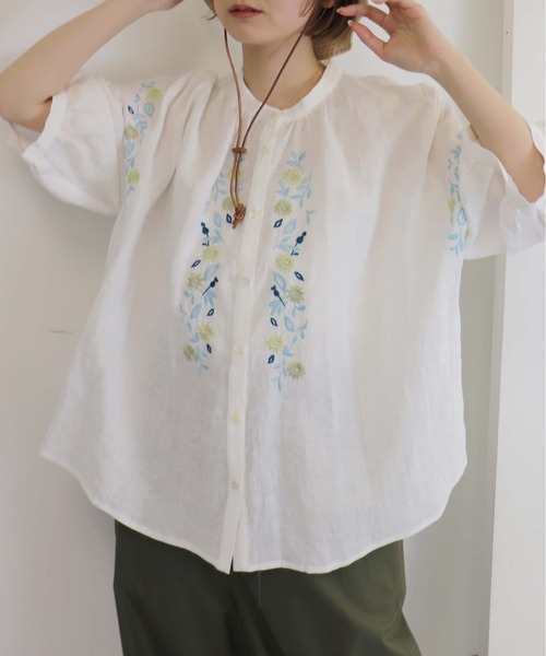 「haupia」 半袖ブラウス MEDIUM ベージュ レディース_画像8