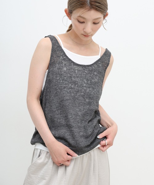 select MOCA（セレクトモカ） タンクトップ ノースリーブ リネンシアー