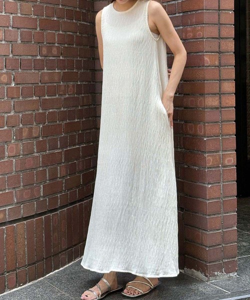 LOWO ワンピース バックオープン楊柳ロングワンピース : ZOZOTOWN