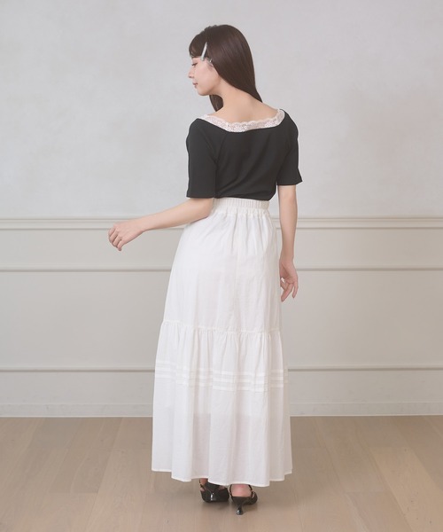 Ambre Neige（アンブルネージュ） tシャツ 半袖 lace docking rib tops 