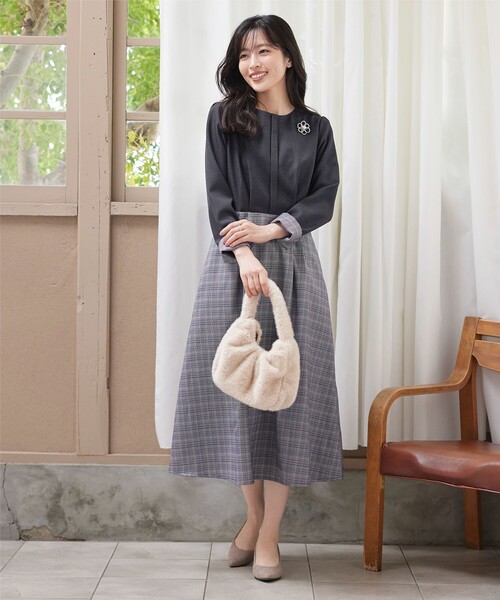 「Tiaclasse」 ドッキングワンピース XX-LARGE チャコールグレー レディース_画像3