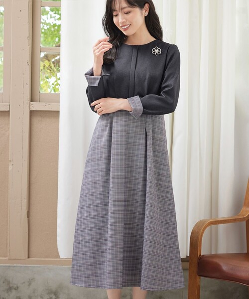 「Tiaclasse」 ドッキングワンピース XX-LARGE チャコールグレー レディース_画像4