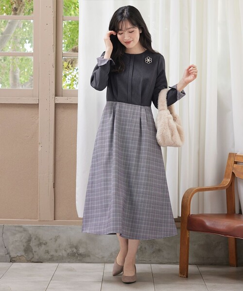 「Tiaclasse」 ドッキングワンピース XX-LARGE チャコールグレー レディース_画像8