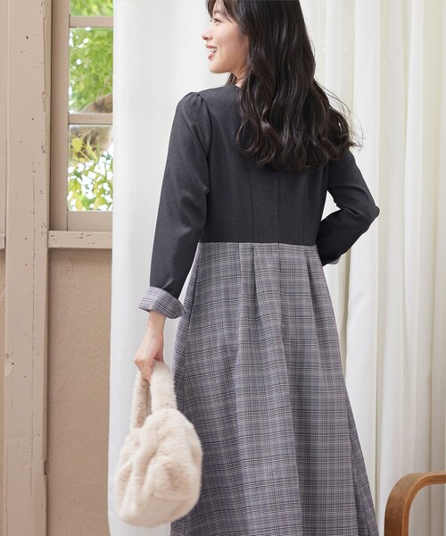 「Tiaclasse」 ドッキングワンピース XX-LARGE チャコールグレー レディース_画像9