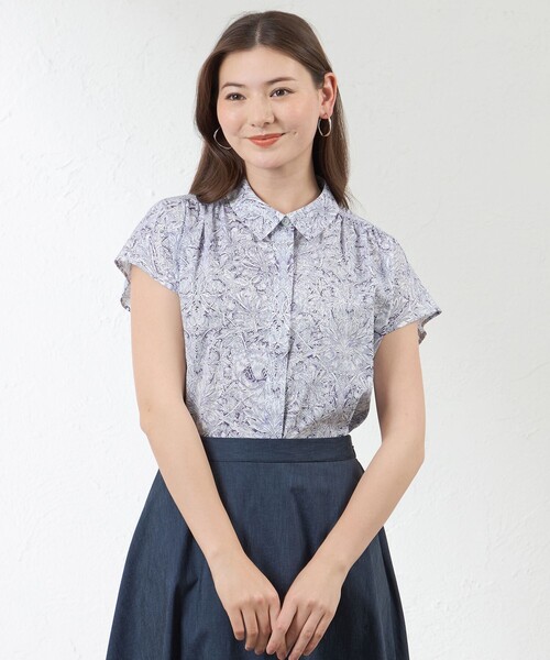 AMACA（アマカ） ブラウス シャツ 半袖 「LIBERTY」Indigo Morris