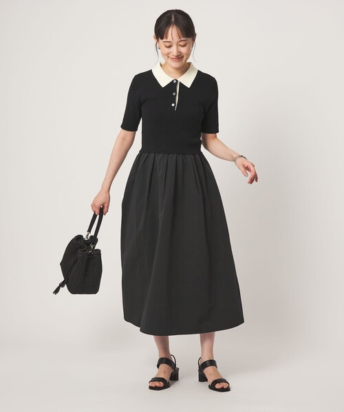 ◆美品◆バーバリーブラックレーベル◆膝丈半袖ワンピース◆ベルト付き◆シンプル◆L green label relaxing（グリーンレーベルリラクシング） ワンピース