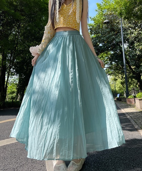 ロング スカート リネン混 ギャザー アシンメトリー フレアスカート