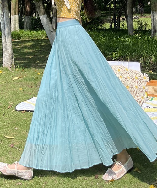 ロング スカート リネン混 ギャザー アシンメトリー フレアスカート