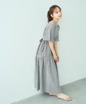 ワンピース 夏 半袖 フレアスリーブ ドロスト...の詳細画像1