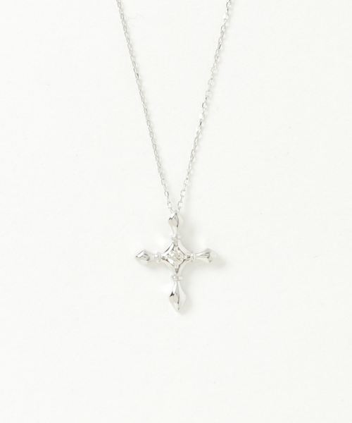 con affetto(ファッション) ネックレス K10ダイヤクロスネックレス  