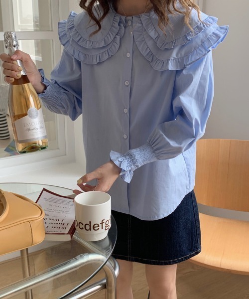 Mangrove（マングローブ） シャツ ブラウス ビックフリルカラー