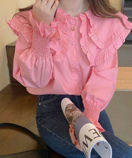 Mangrove（マングローブ） シャツ ブラウス ビックフリルカラー