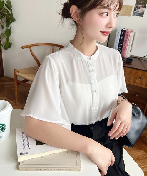 本当に信頼出来る商品 moment+ ブラウス シャツ 「累計販売枚数1万枚突破！」シフォン トップス