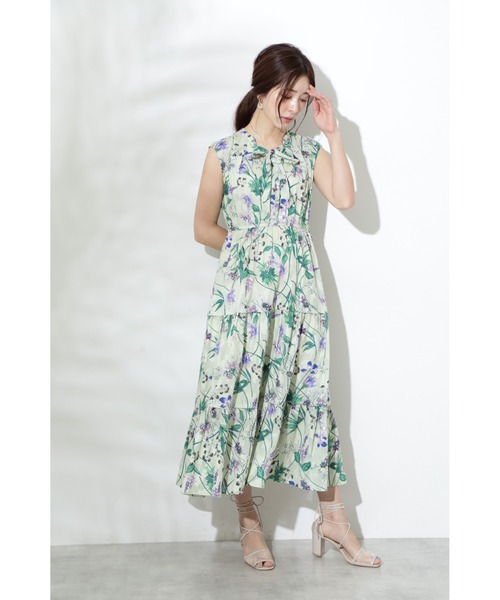 ジルスチュアートポルカフラワーワンピース花柄ティアードサイズ2