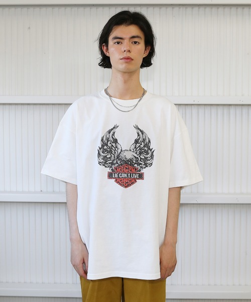 tシャツ ヴィンテージライクプリント5分袖Tシャツ リンガーTシャツ