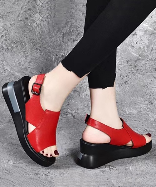 STYLEBLOCK サンダル PUレザー太アッパーウェッジソールサンダル
