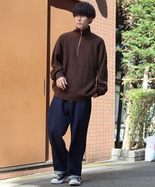 SITRY（シトリー） セーター ニット half zip sweater/畦編み ハーフ