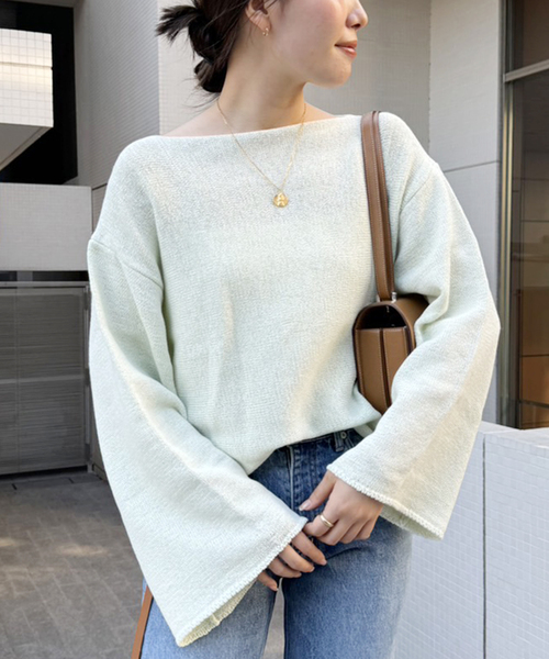 プラージュ　ヨコアミボートネックニット セール 30%OFF】テープヤーン ヨコアミボートネックニット
