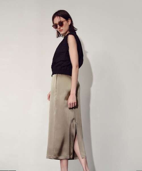 allureville サテンイージースカートブラック　1 allureville スカート サテンイージースカート : ZOZOTOWN Yahoo