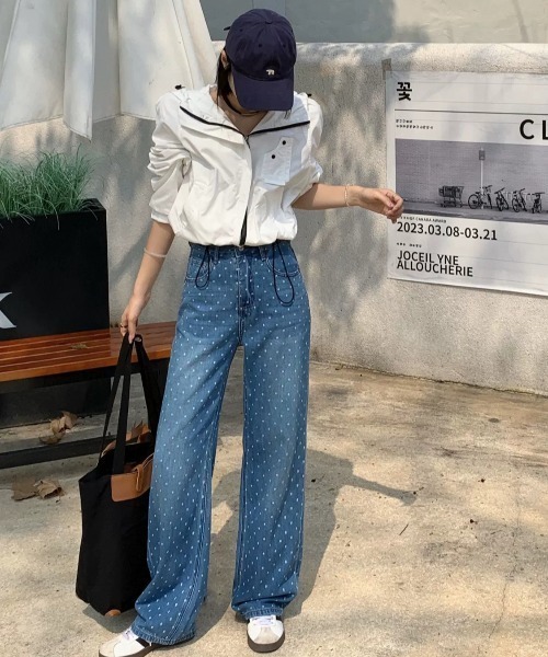 シークレットビーン バックリボン デニムワイドパンツ Mサイズ 【完売品】 シークレットビーン バックリボン デニムワイドパンツ Mサイズ